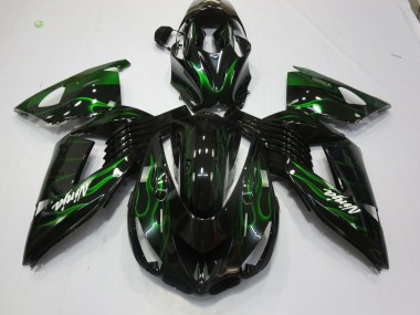 06-11 Vert Flamme ZX14R Carénage Moto