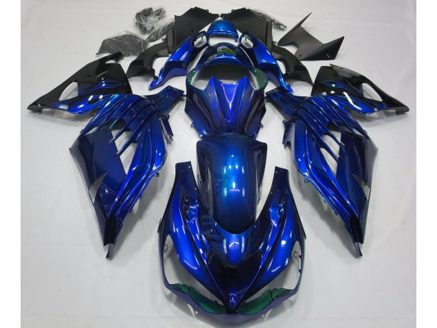 12-21 Bleu Océan Brillant ZX14R Carénage Moto