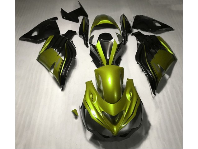 12-21 Jaune Brillant & Noir ZX14R Carénage Moto