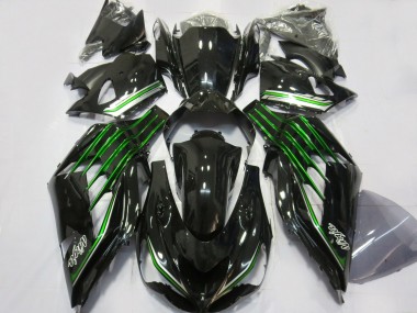 12-21 Noir Brillant Avec Vert ZX14R Carénage Moto