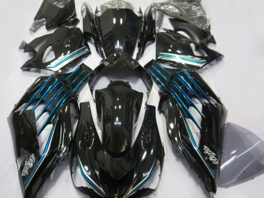 12-21 Noir Brillant & Bleu Clair ZX14R Carénage Moto