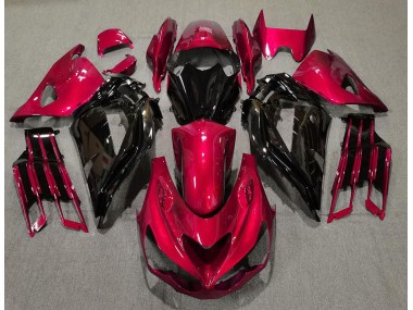 12-21 Rouge Brillant & Noir ZX14R Carénage Moto