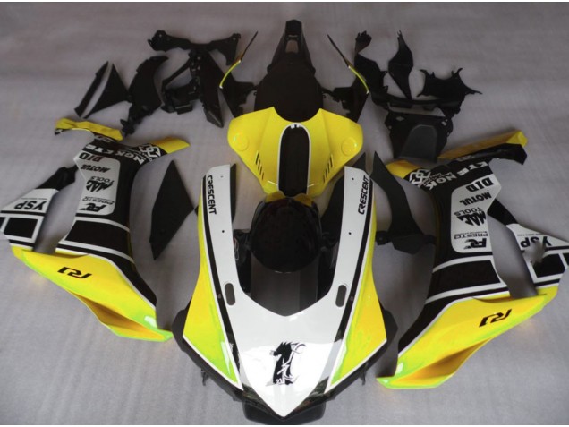 15-19 Jaune Brillant & Blanc R1 Carénage Moto